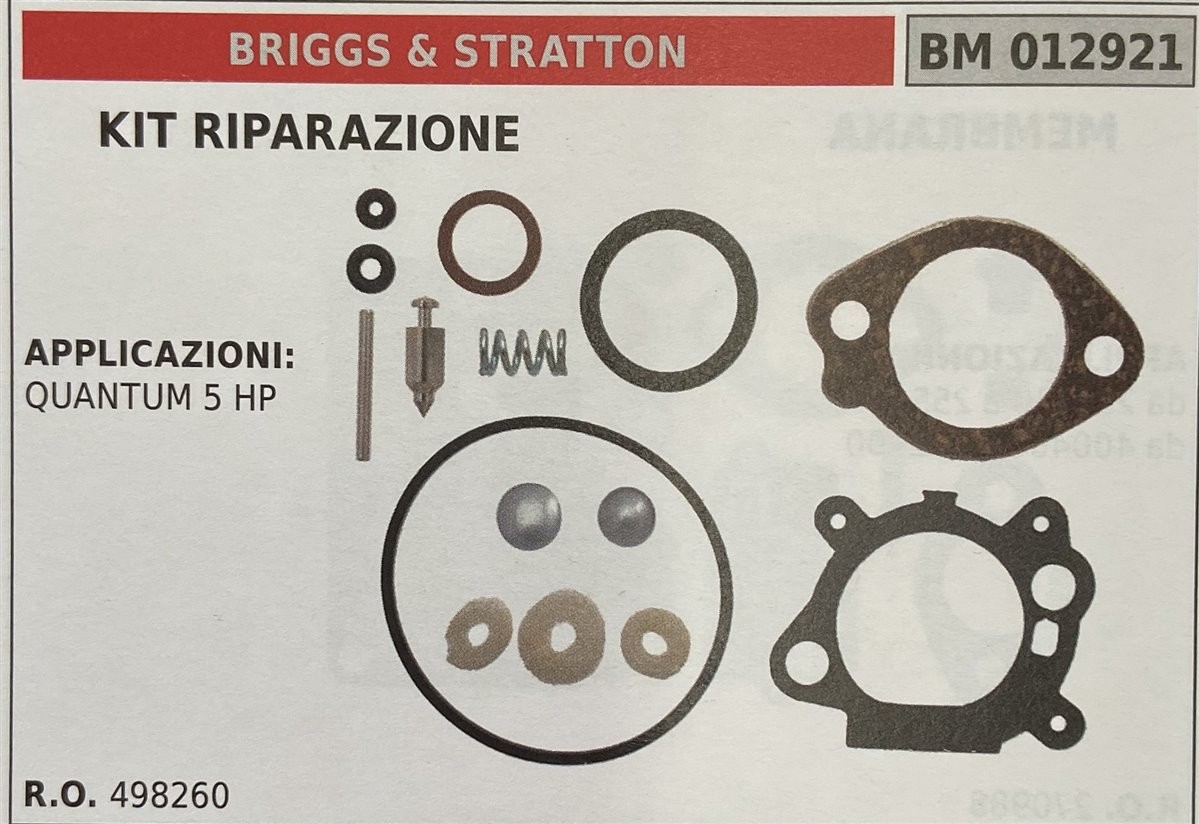 BRUMAR MEMBRANA/KIT RIPARAZIONE BRIGGS & STRATTON  KIT RIPARAZIONE  APPLICAZIONI: QUANTUM 5 HP   R.O. 498260