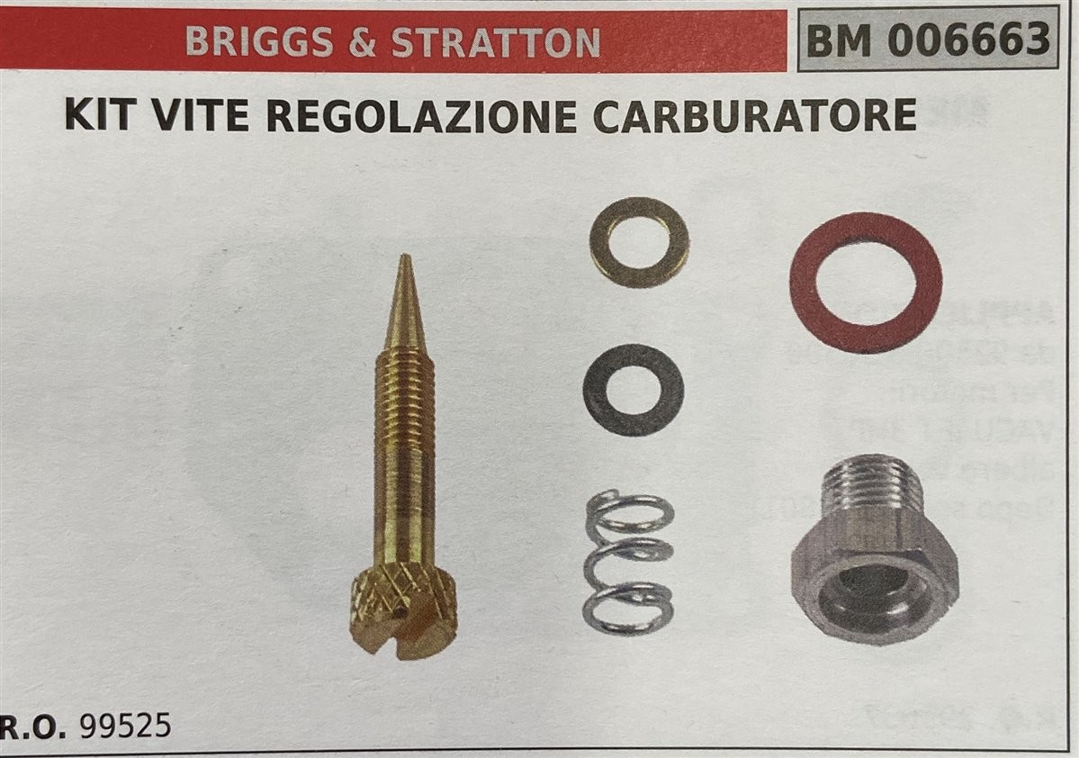 BRUMAR MEMBRANA/KIT RIPARAZIONE BRIGGS & STRATTON  KIT VITE REGOLAZIONE CARBURATORE   R.O. 99525