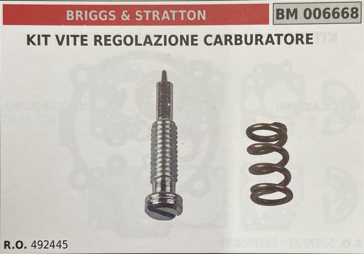 BRUMAR MEMBRANA/KIT RIPARAZIONE BRIGGS & STRATTON  KIT VITE REGOLAZIONE CARBURATORE   R.O. 492445