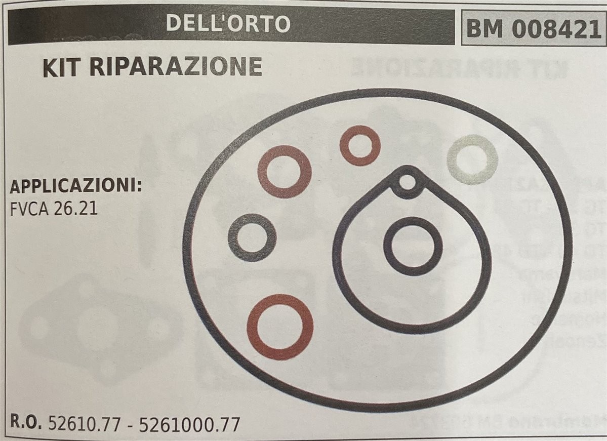 BRUMAR MEMBRANA/KIT RIPARAZIONE DELL'ORTO  KIT RIPARAZIONE  APPLICAZIONI FVCA 26.21   R.O. 52610.77 - 5261000.77