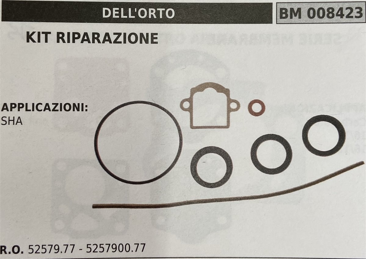 BRUMAR MEMBRANA/KIT RIPARAZIONE DELL'ORTO  KIT RIPARAZIONE   APPLICAZIONI SHA  R.O. 52579.77 - 5257900.77