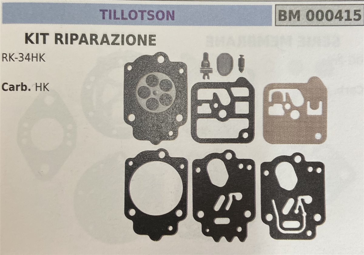 BRUMAR MEMBRANA/KIT RIPARAZIONE TILLOTSON  KIT RIPARAZIONE RK-34HK  Carb. HK  R.O. -