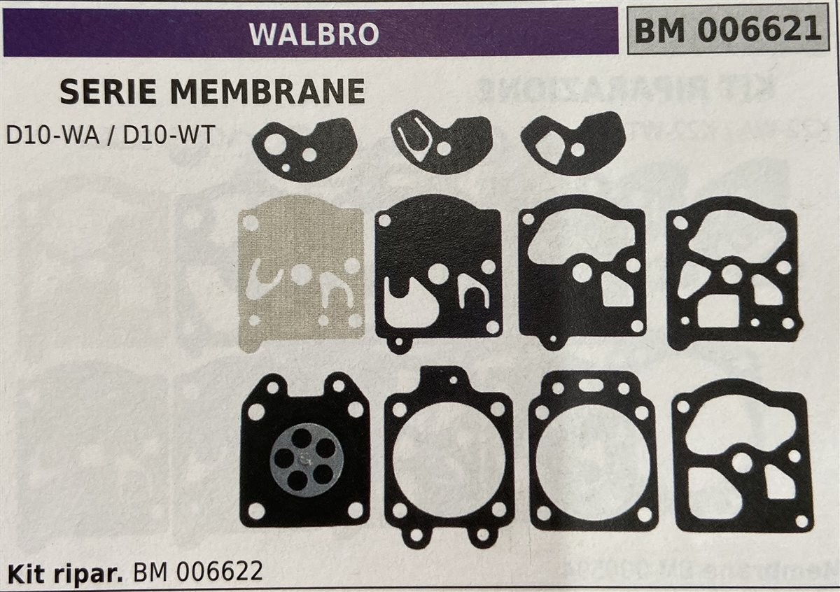 BRUMAR MEMBRANA/KIT RIPARAZIONE WALBRO  SERIE MEMBRANE D10-10-WA / D10-WT  Kit ripar. BM 006622