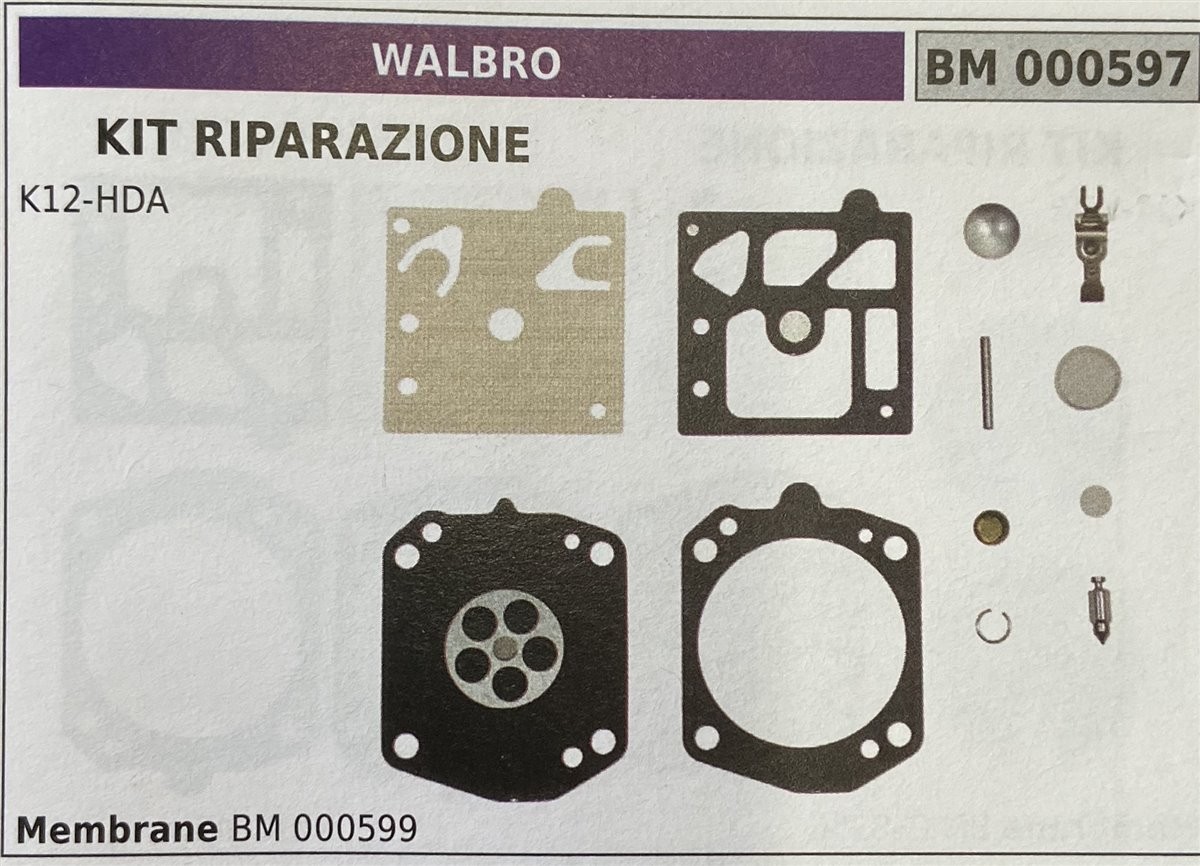 BRUMAR MEMBRANA/KIT RIPARAZIONE WALBRO  KIT RIPARAZIONE K12-HDA  Membrane BM 000599