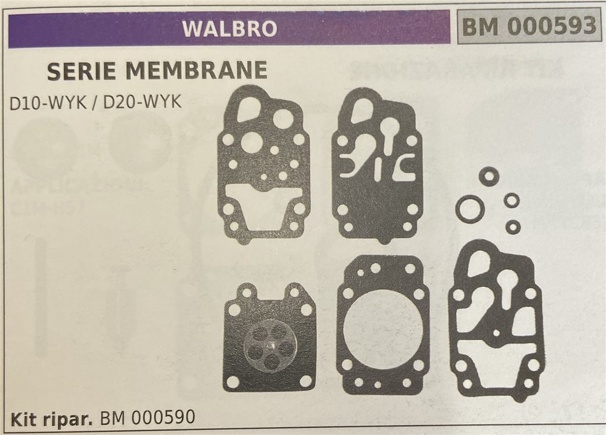 BRUMAR MEMBRANA/KIT RIPARAZIONE WALBRO  SERIE MEMBRANE D10-WYK / D20-WYK  Kit ripar. BM 000590
