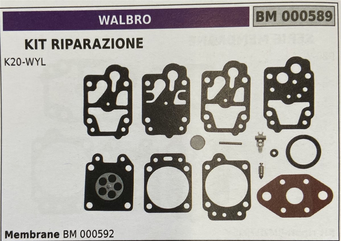 BRUMAR MEMBRANA/KIT RIPARAZIONE WALBRO  KIT RIPARAZIONE K20-WYL  MEMBRANE BM 000592