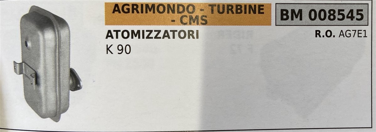 BRUMAR MARMITTA AGRIMONDO - TURBINE - CMS  ATOMIZZATORI K 90  R.O. AG7E1