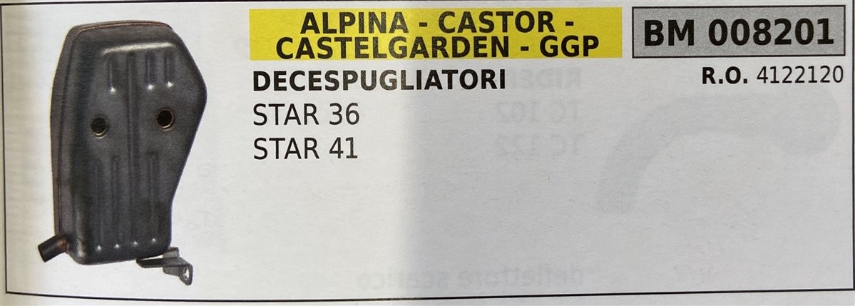 BRUMAR MARMITTA ALPINA - CASTOR - CASTELGARDEN - GGP   DECESPUGLIATORI STAR 36 STAR 41  R.O. 4122120