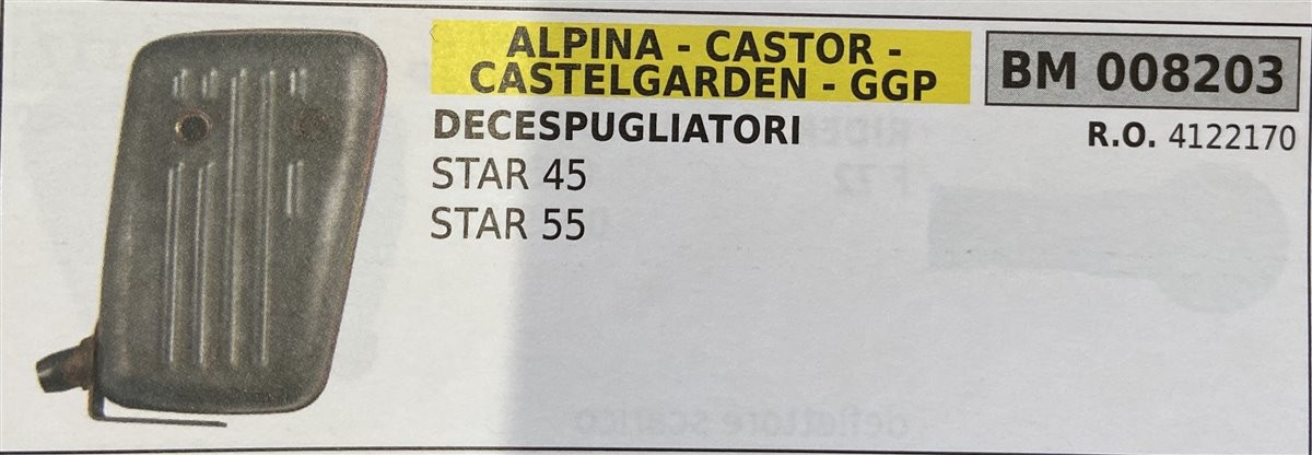 BRUMAR MARMITTA ALPINA - CASTOR - CASTELGARDEN - GGP   DECESPUGLIATORI STAR 45 STAR 55  R.O. 4122170