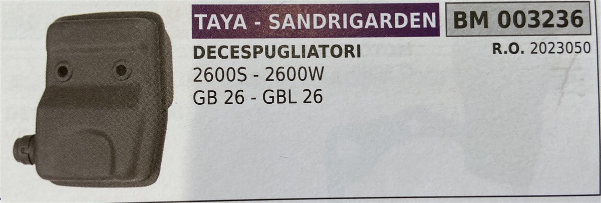 BRUMAR MARMITTA TAYA - SANDRIGARDEN  DECESPUGLIATORI 2600S - 2600W GB 26 - GBL 26  R.O. 2023050