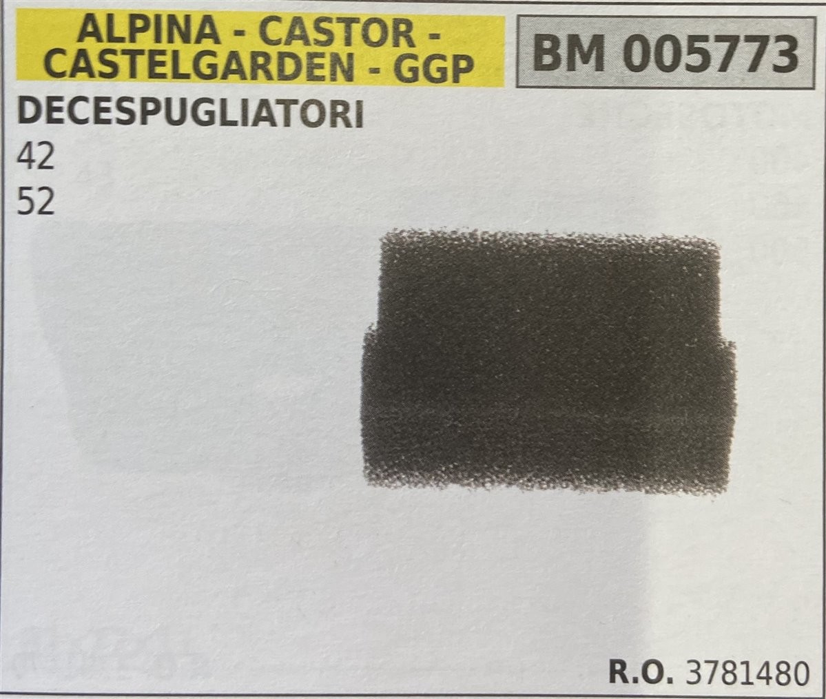 BRUMAR FILTRO ARIA ALPINA - CASTOR - CASTELGARDEN - GGP  DECESPUGLIATORI 42 52  R.O. 3781480