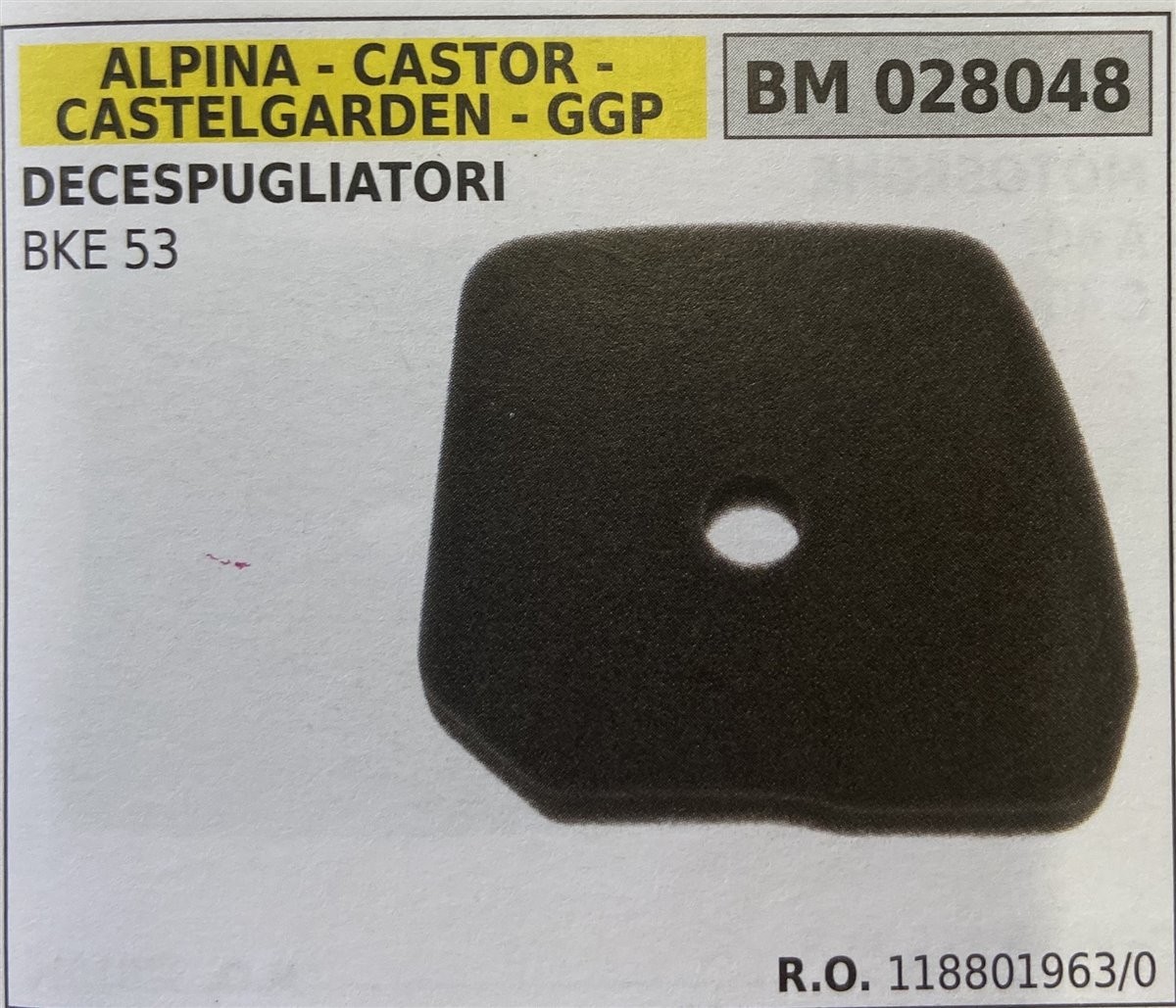 BRUMAR FILTRO ARIA ALPINA - CASTOR - CASTELGARDEN - GGP  DECESPUGLIATORI BKE 53  R.O. 118801963/0