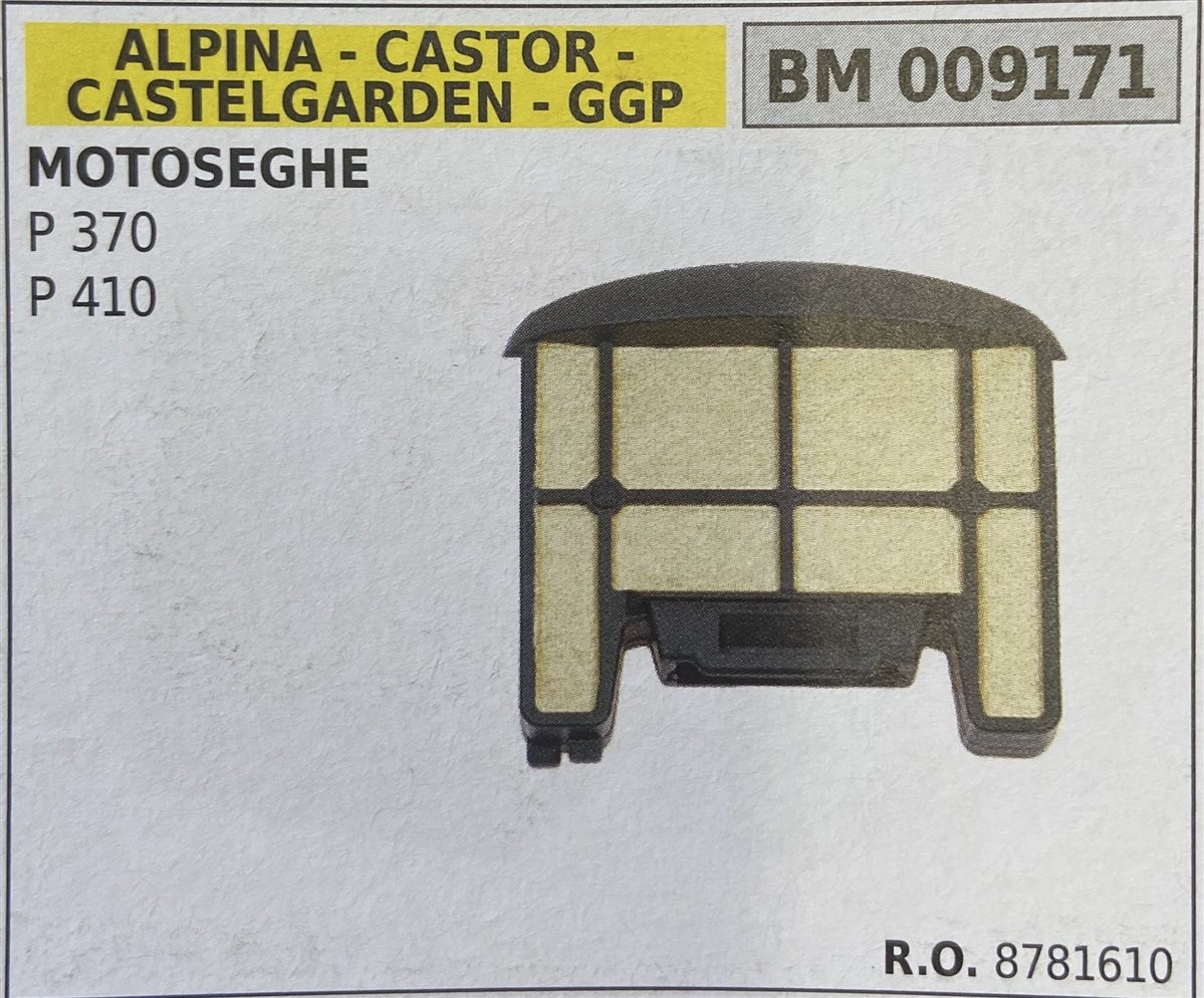 BRUMAR FILTRO ARIA ALPINA - CASTOR - CASTELGARDEN - GGP  MOTOSEGHE P 370 P 410  R.O. 8781610