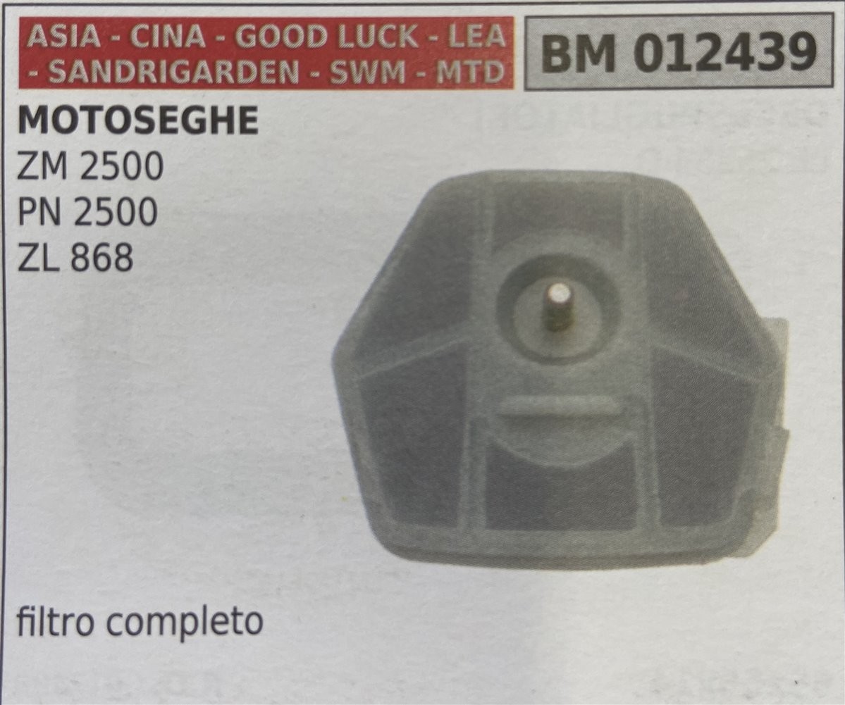 BRUMAR FILTRO ASIA - CINA - GOOD LUCK - LEA - SANDRIGARDEN - SWM - MTD  MOTOSEGHE ZM 2500 PN 2500 ZL 868  filtro completo R.O. - 