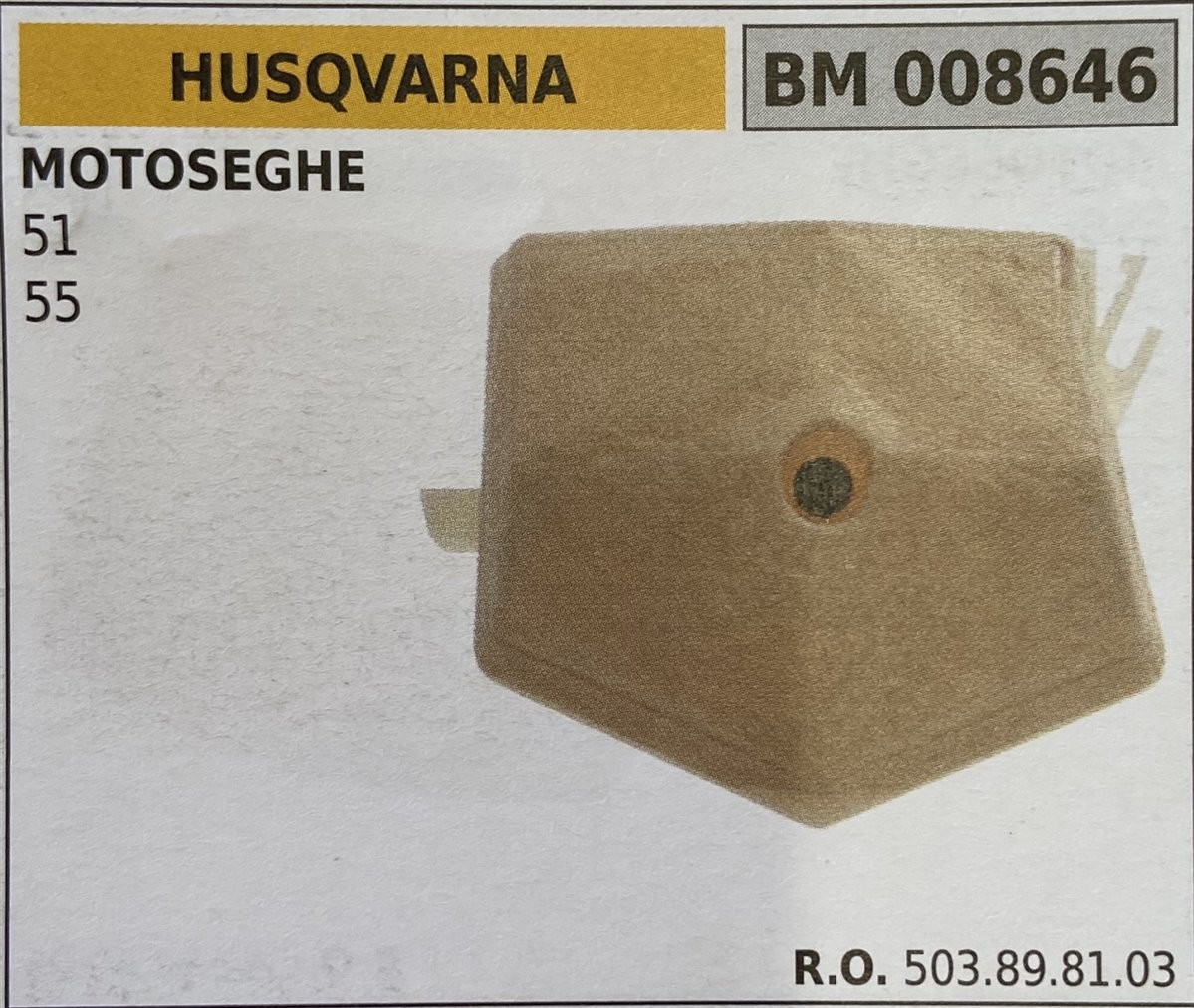 BRUMAR FILTRO HUSQVARNA  MOTOSEGHE 51 55  R.O. 503.89.81.03