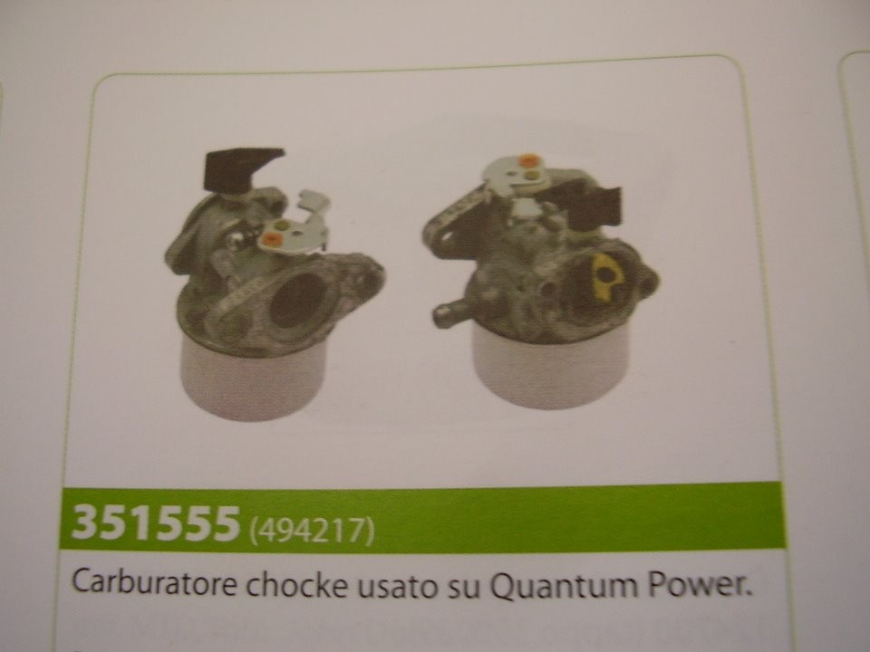 CARBURATORE CHOCHE USATO SUL BRIGGS & STRATTON QUANTUM POWER