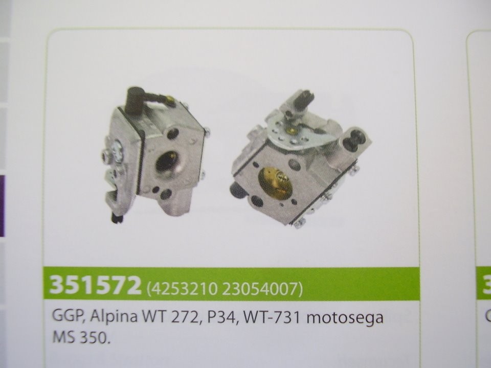 CARBURATORE MOTOSEGA GGP, ALPINA WT 272 , P34 , WT-731  