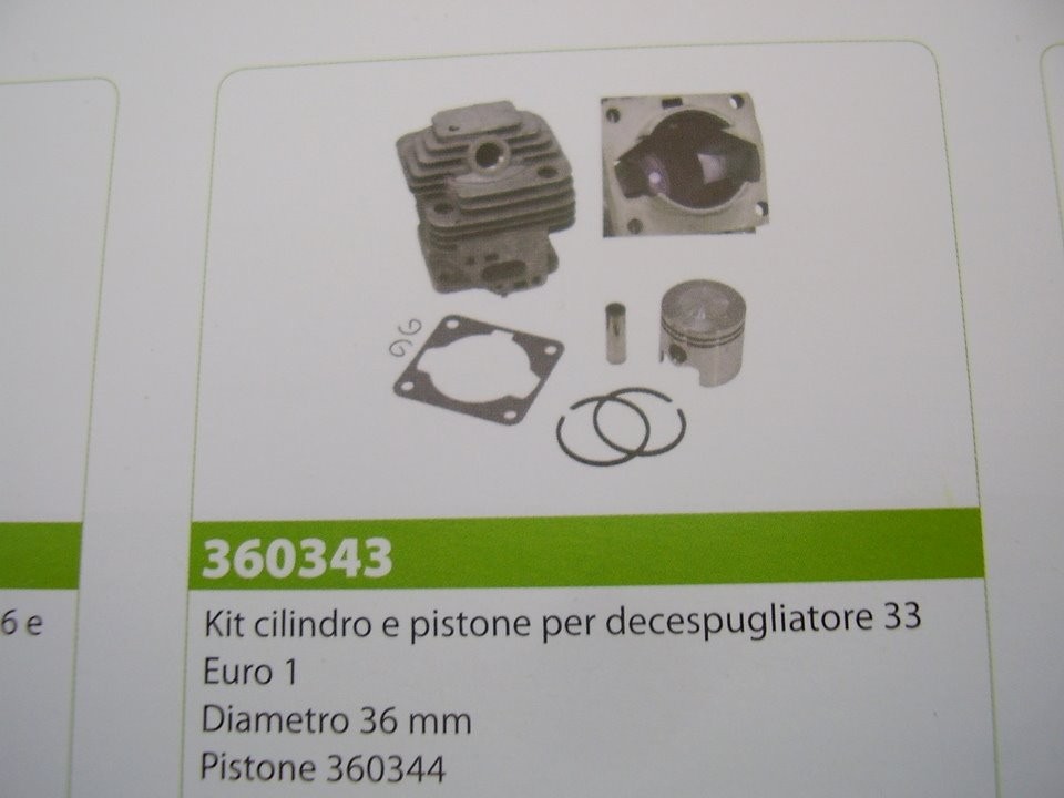 CILINDRO E PISTONE PER DECESPUGLIATORE 33 EURO1 TIPO CINESE  DIAMETRO 36MM