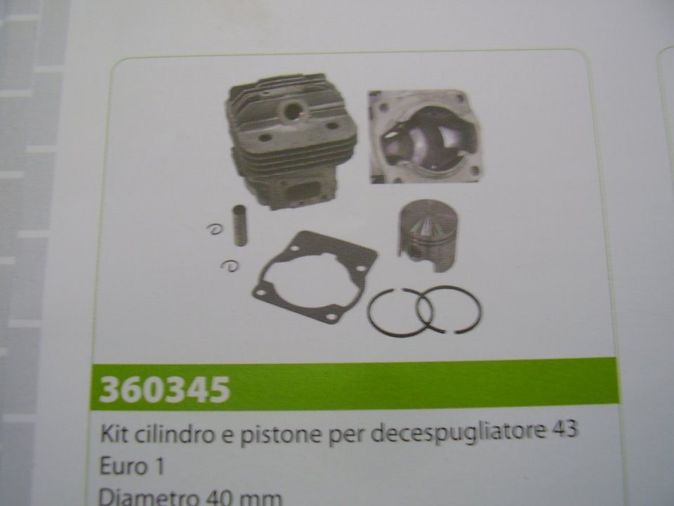CILINDRO E PISTONE PER DECESPUGLIATORE 43 EURO1 TIPO CINESE  DIAMETRO 40MM