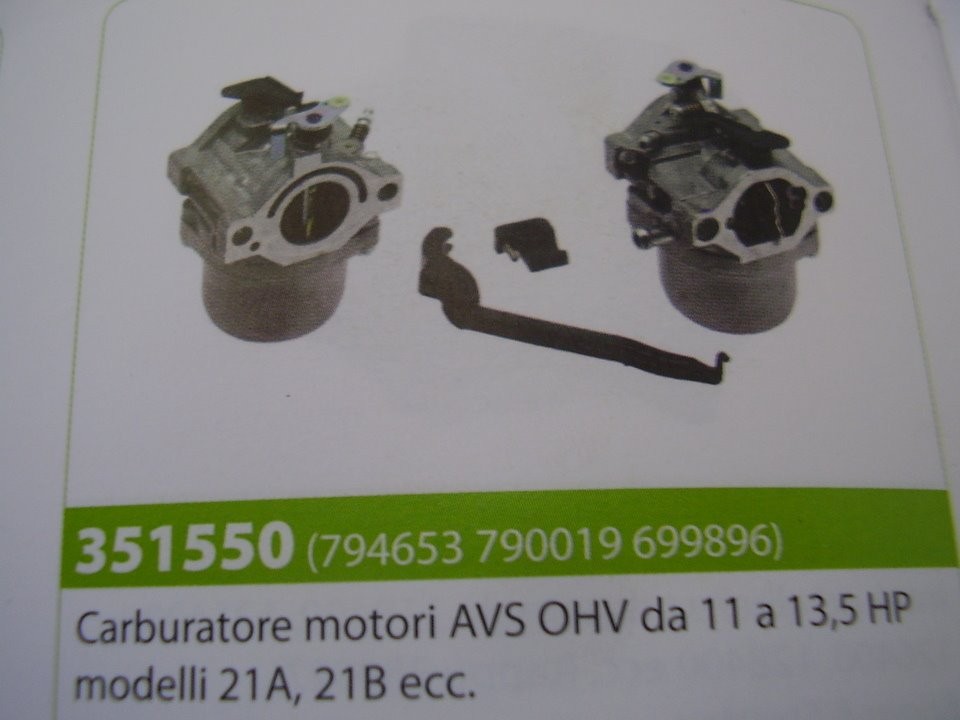 CARBURATORE MOTORE BRIGGS & STRATTON MODELLO OVS DA 11 A 13,5 HP MODELLI 21A 21B