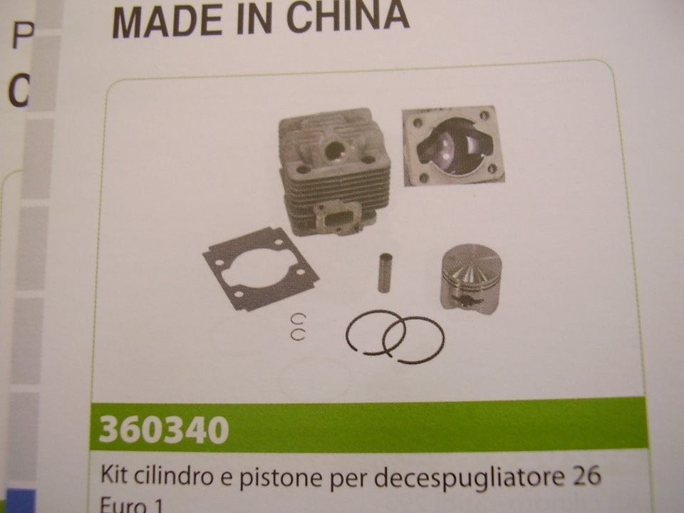 CILINDRO E PISTONE PER DECESPUGLIATORE 26 EURO1 TIPO CINESE  DIAMETRO 34MM