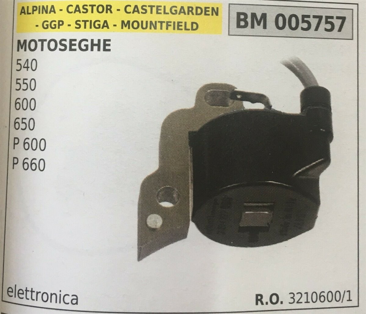 BOBINA BRUMAR ELETTRONICA ALPINA - CASTOR - CASTELGARDEN - GGP - STIGA - MOUNTFIELD MOTOSEGHE 500 - 550 - 600 - 650 - P 600 - P 660