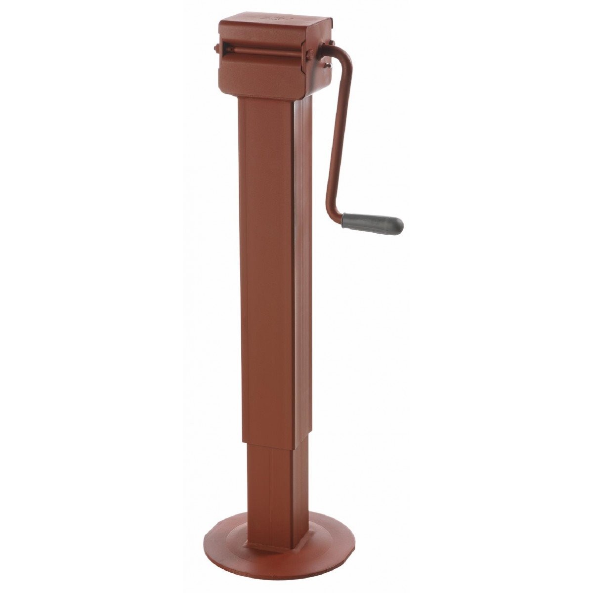 Piede d'appoggio con manovella laterale. Tubo esterno: 70x70 mm, altezza 620 mm. Corsa 330 mm. Portata statica massima 3000 Kg