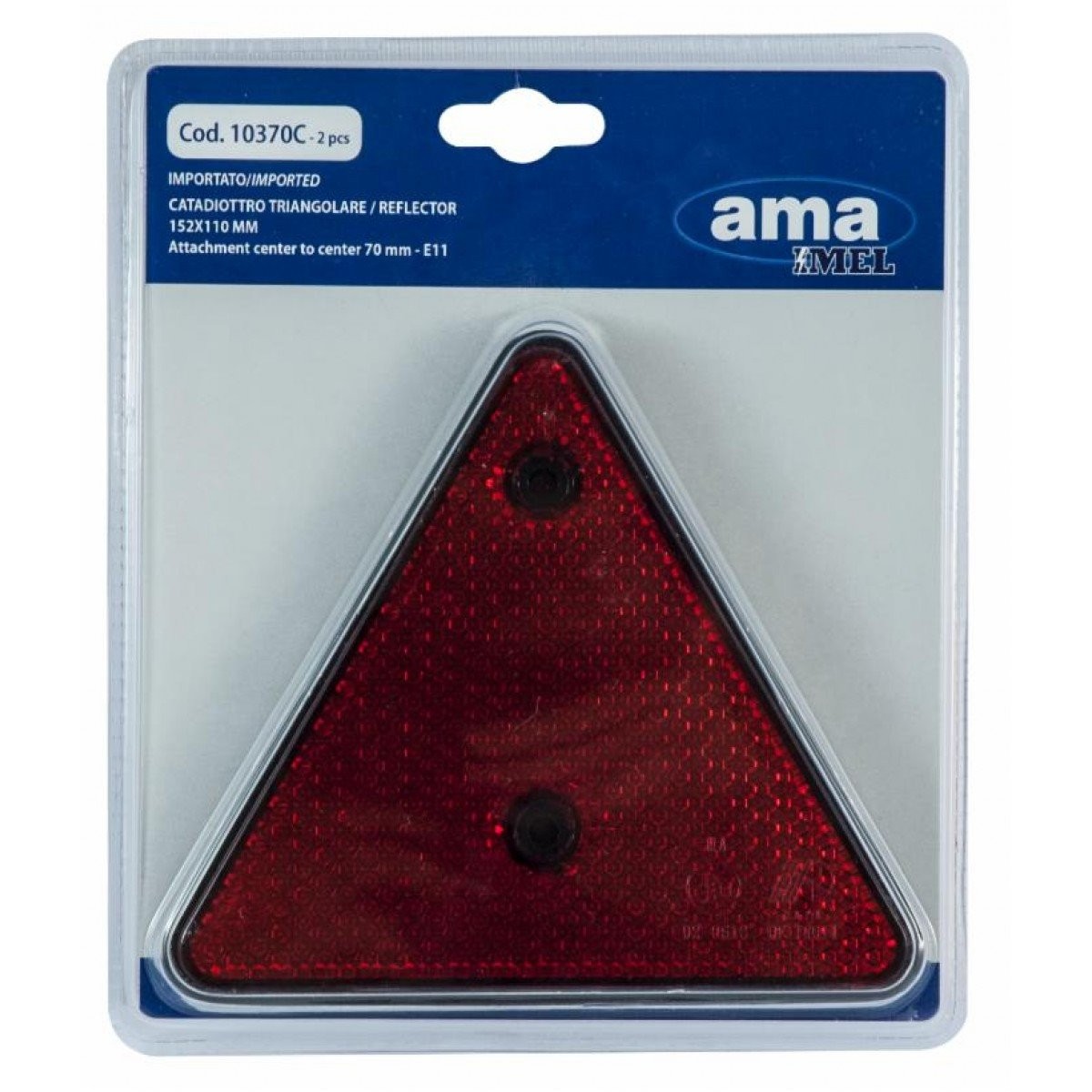 Catarifrangente triangolare rosso con fori