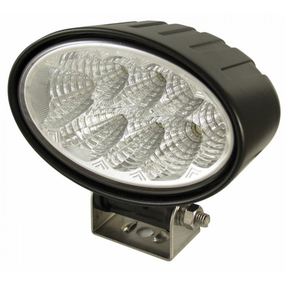 Faro da lavoro a led ovale 12-28 V, 24W 1800LM Flusso luminoso a lunga porata Corpo in alluminio e trasparente in PC, IP67, Temperatura die sercizio -40°C a + 50°C, Resistenza agli shock 20g