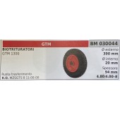 BRUMAR RUOTE VARIE GTM  BIOTRITURATORI GTM 1300  ruota trasferimento Ø esterno 390 mm Ø interno 20 mm spessore 94 mm  R.O. MZSGTS 8 11-00-00  4.80/4.00-8