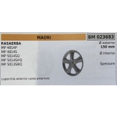 BRUMAR RUOTA RASAERBA MAORI  RASAERBA MP 4814P MP 4814S MP 5014SQ MP 5014SHQ MP 5013SBQ  coperchio esterno ruota anteriore Ø esterno 150 mm Ø interno - spessore -  R.O. -