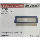 BRUMAR FILTRO BRIGGS & STRATTON  MOTORI Industrial Plus 8 - 9 HP  codice prefiltro: BM 006740 178x89x32 R.O. 496077