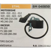 BOBINA BRUMAR ELETTRONICA STIHL MOTOSEGHE 009 - 010 - 011 - 012 020 - 021 - 023 - 025 MS 200-210-230 MS 240-250 DECESPUGLIATORI FR 220 FS 160-180 FS 220-280-290   TIPO DUCATI