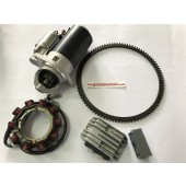 Kit avviamento elettrico completo CORONA Z-109 RUGGERINI RD/RF80/90/120/140 170017K  Corona Z-109 - diam. int. 236 (rif.orig. 256R011) + Motorino (rif.orig. 563.50) + Alternatore (rif.orig. 1157.153) + Regolatore (rif.orig. 7362.294)