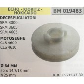 PULEGGIA AVVIAMENTO BRUMAR ECHO - KIORITZ - HOKKAIDO DECESPUGLIATORI SRM 3000 SRM 3605 SRM 4605 MOTOSEGHE CLS 4600 CLS 4610    Ø 64 MM foro 14.7/18 mm h 25 mm