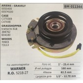 FRIZIONE ELETTROMAGNETICA BRUMAR WARNER ARIENS - GRAVELY 0055430 00574100 CASE  C375569 C47448 GRASSHOPPER trattorini 618 388762 604180 WOODS 70903 73113    foro int. 1" - 25.4 mm Ø est puleggia 160 mm altezza 82.5 mm larghezza gola 1/2" - 12.70 mm
