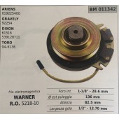 FRIZIONE ELETTROMAGNETICA BRUMAR WARNER ARIENS  019225400 GRAVELY 92254 DIXON 61516 539128711 TORO 94-6136    foro int. 1-1/8" - 28.6 mm Ø est puleggia 136 mm altezza 82.5 mm larghezza gola 1/2" - 12.70 mm