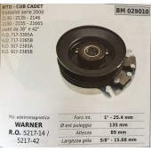 FRIZIONE ELETTROMAGNETICA BRUMAR WARNER MTD - CUB CADET trattorini serie 2000 2130 - 2135 - 2146 2150 - 2155 - 21665 piatti da 38" e 42" R.O. 717-3385A R.O. 717-3385B R.O. 917-3385A R.O. 917-3385B    foro int. 1" - 25.4 mm Ø est puleggia 135 mm altezza 8