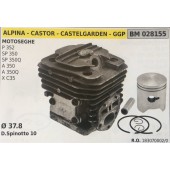 CILINDRO COMPLETO DI PISTONE E SEGMENTI BRUMAR  ALPINA - CASTOR - CASTELGARDEN - GGP MOTOSEGHE P 352 SP 350 SP 350Q A 350 A 350Q X C35    Ø 37.8 D.Spinotto 10