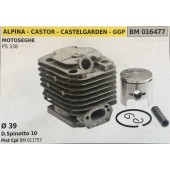 CILINDRO COMPLETO DI PISTONE E SEGMENTI BRUMAR  ALPINA - CASTOR - CASTELGARDEN - GGP MOTOSEGHE P 338    Ø 39 D.Spinotto 10 Pist Cpl BM 011753