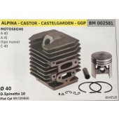 CILINDRO COMPLETO DI PISTONE E SEGMENTI BRUMAR  ALPINA - CASTOR - CASTELGARDEN - GGP MOTOSEGHE A 40 A 41 (tipo nuovo) C 40    Ø 40 D.Spinotto 10 Pist Cpl BM 009880