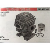 CILINDRO COMPLETO DI PISTONE E SEGMENTI BRUMAR  ASIA - CINA - GOOD LUCK - LEA - SANDRIGARDEN - SWM - MTD MOTOSEGHE ZM 2600 TCS 2600    Ø 34 D.Spinotto 8