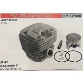 CILINDRO COMPLETO DI PISTONE E SEGMENTI BRUMAR  ASIA - CINA - GOOD LUCK - LEA - SANDRIGARDEN - SWM - MTD MOTOSEGHE BT 50    Ø 45 D.Spinotto 11 Pist Cpl BM 017442