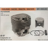 CILINDRO COMPLETO DI PISTONE E SEGMENTI BRUMAR  DOLMAR - SACHS - MAKITA - WACKER MOTOSEGHE 123 309 (1° serie)    Ø 47 D.Spinotto 12 Pist Cpl BM 011628