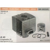 CILINDRO COMPLETO DI PISTONE E SEGMENTI BRUMAR  EMAK - OLEO MAC - DYNAMAC - EFCO TRIVELLE MTL 51    Ø 40 D.Spinotto 10 Pist Cpl BM 001283