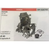 CILINDRO COMPLETO DI PISTONE E SEGMENTI BRUMAR  HONDA MOTORI GX 35 (4 tempi)    2 SEGMENTI + RASCHIAOLIO Ø 40 D.Spinotto 8