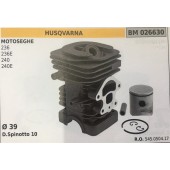 CILINDRO COMPLETO DI PISTONE E SEGMENTI BRUMAR  HUSQVARNA MOTOSEGHE 236 236E 240 240E    Ø 39 D.Spinotto 10