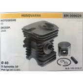 CILINDRO COMPLETO DI PISTONE E SEGMENTI BRUMAR  HUSQVARNA MOTOSEGHE 40 DECESPUGLIATORI 240R    Ø 40 D.Spinotto 10 Pist Cpl BM 011661