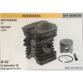 CILINDRO COMPLETO DI PISTONE E SEGMENTI BRUMAR  HUSQVARNA MOTOSEGHE 45 DECESPUGLIATORI 245R    Ø 42 D.Spinotto 10 Pist Cpl BM 011663