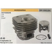 CILINDRO COMPLETO DI PISTONE E SEGMENTI BRUMAR  HUSQVARNA MOTOSEGHE 154 254 254XP    Ø 45 D.Spinotto 12 Pist Cpl BM 011668
